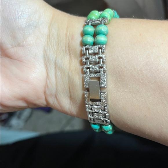 Jean Marc Philippe Silver and Green Watch with Beaded Band. SOME WEAR - Picture 7 of 7